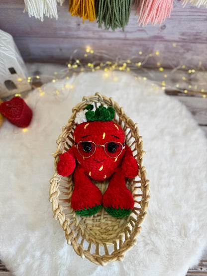Crochet Strawberry Plush, Handmade Strawberry Decor, Amigurumi Strawberry, Fruit Decor, Bakery Decor, Cafe Decor, Kitchen Decor