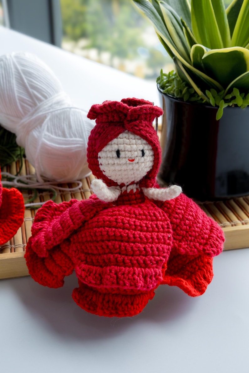 Handmade Crochet Rose Doll – Cotton Amigurumi Plush Toy