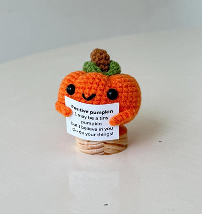 2PCS Crochet Pumpkin Pie Slice Positive & Pumpkin Positive, Cute Crochet Desk Accessory, Coworkers Gift, Halloween Gift, Halloween Decor