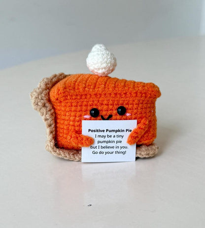 Crochet Pumpkin Pie Plush, Pumpkin Pie Slice Positive, Home Table Decoration, Autumn Halloween Thanksgiving Gifts For Family Friend Coworker