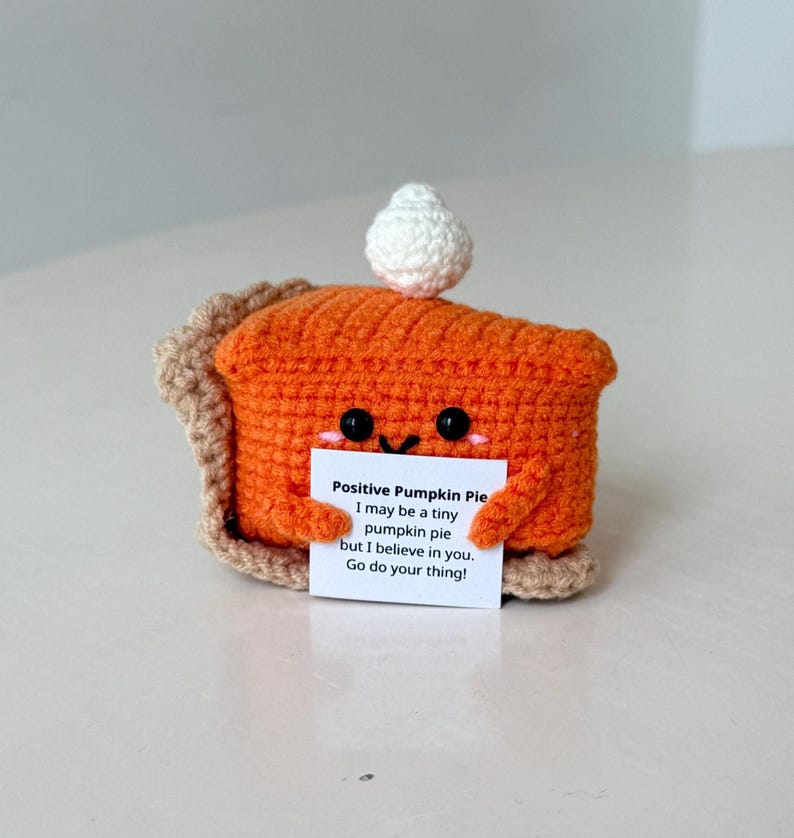 Crochet Pumpkin Pie Plush, Pumpkin Pie Slice Positive, Home Table Decoration, Autumn Halloween Thanksgiving Gifts For Family Friend Coworker
