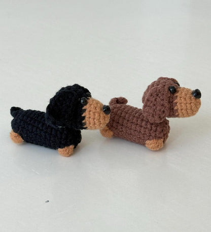 Handmade Dachshund Crochet Keychain, Amigurumi Dachshund, Mini Dachshund Plush Plushie Toy Keychain, Cute Dachshund Gifts, Cute Bag Charm
