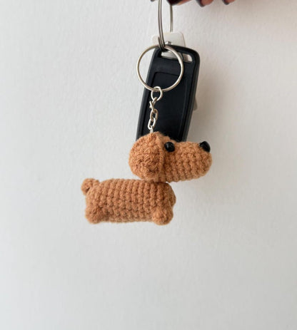 Handmade Dachshund Crochet Keychain, Amigurumi Dachshund, Mini Dachshund Plush Plushie Toy Keychain, Cute Dachshund Gifts, Cute Bag Charm