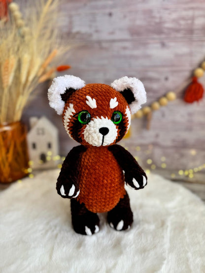 Crochet Red Panda Decor, Handmade Red Panda Keepsake, Amigurumi Panda with Camera, Photographer Gift, Travel Lover Decor