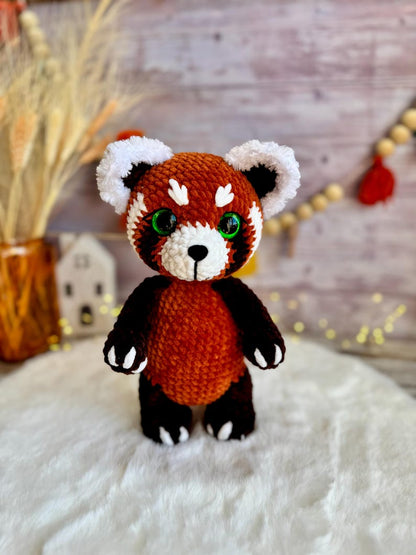 Crochet Red Panda Decor, Handmade Red Panda Keepsake, Amigurumi Panda with Camera, Photographer Gift, Travel Lover Decor
