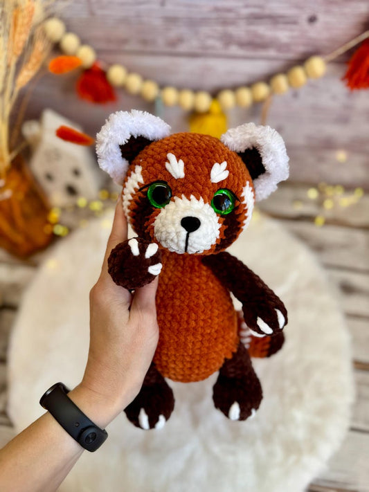 Crochet Red Panda Decor, Handmade Red Panda Keepsake, Amigurumi Panda with Camera, Photographer Gift, Travel Lover Decor