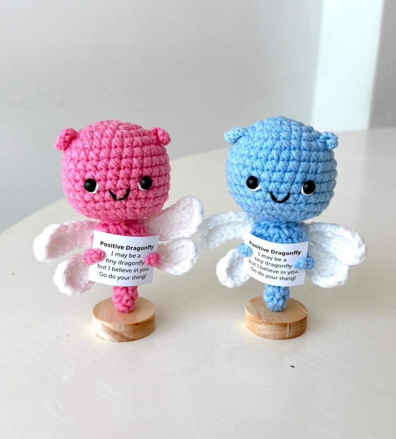 Crochet Dragonfly Positive With Desk Decorations, Supportive Dragonfly Plushie, Birthday Gift, Gifts For Children, Interesting Gifts
