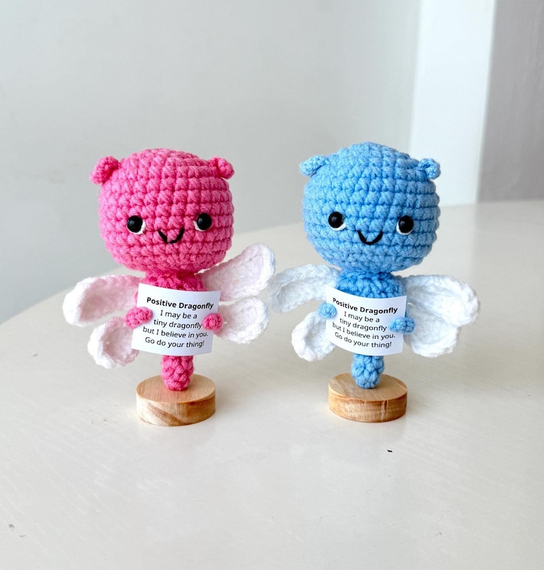 Crochet Dragonfly Positive With Desk Decorations, Supportive Dragonfly Plushie, Birthday Gift, Gifts For Children, Interesting Gifts