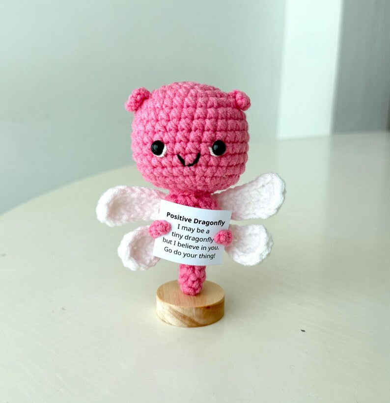 Crochet Dragonfly Positive With Desk Decorations, Supportive Dragonfly Plushie, Birthday Gift, Gifts For Children, Interesting Gifts