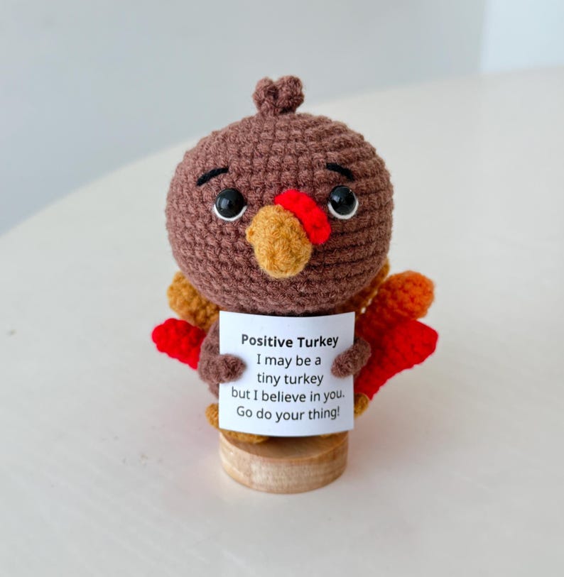 Crochet Emotional Inspirational Turkey, Positive Turkey, Fall Home Desk Basket Decor, Thanksgiving Gifts For Family Friend Coworkers