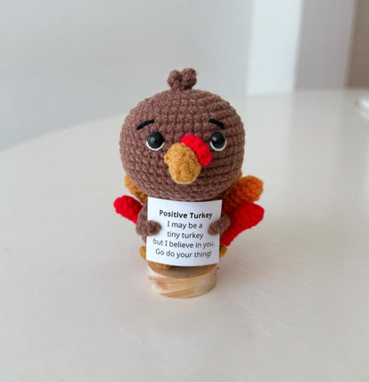 Crochet Emotional Inspirational Turkey, Positive Turkey, Fall Home Desk Basket Decor, Thanksgiving Gifts For Family Friend Coworkers