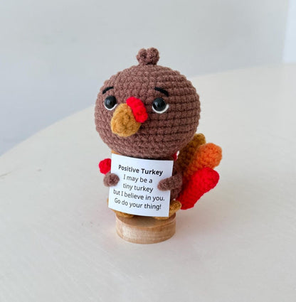 Crochet Emotional Inspirational Turkey, Positive Turkey, Fall Home Desk Basket Decor, Thanksgiving Gifts For Family Friend Coworkers