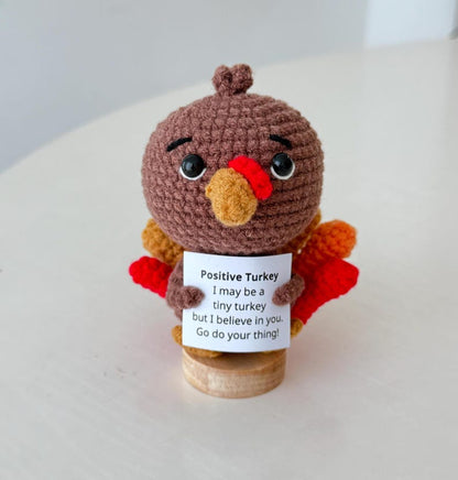 Crochet Emotional Inspirational Turkey, Positive Turkey, Fall Home Desk Basket Decor, Thanksgiving Gifts For Family Friend Coworkers