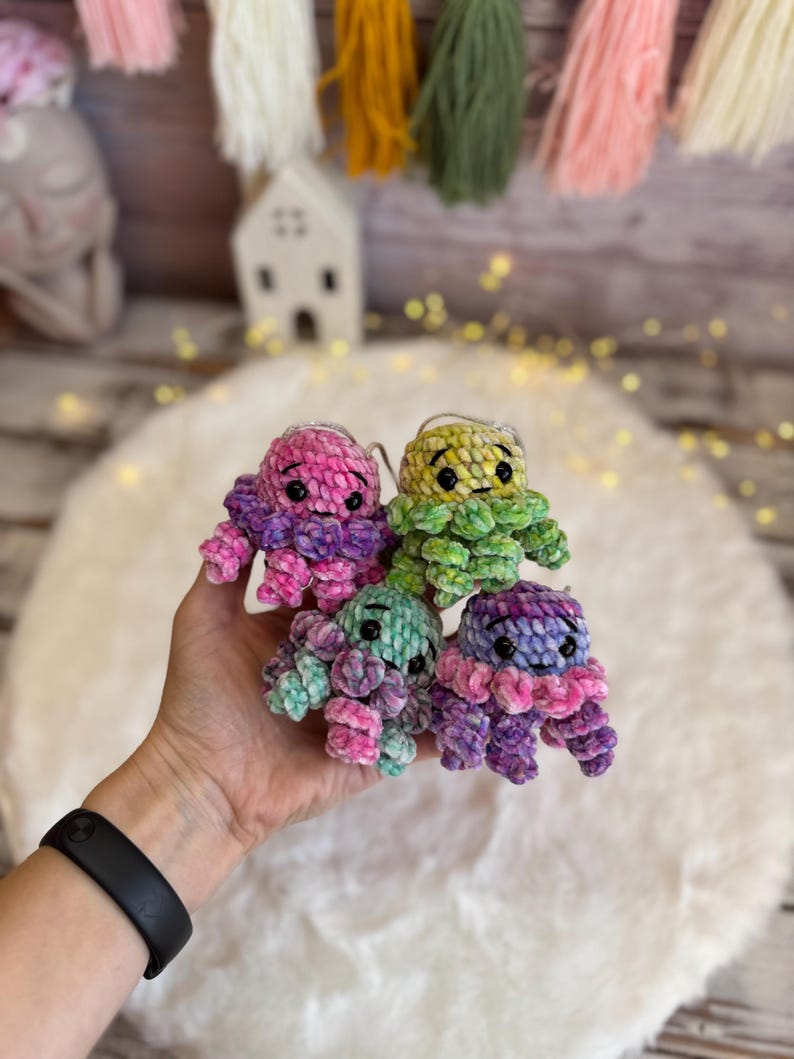 Jellyfish Car Mirror Charm, Crochet Rear View Mirror Hanging, Cute Ocean Car Accessory, New Driver Gift for Her