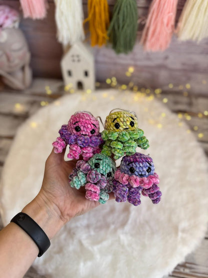 Jellyfish Car Mirror Charm, Crochet Rear View Mirror Hanging, Cute Ocean Car Accessory, New Driver Gift for Her