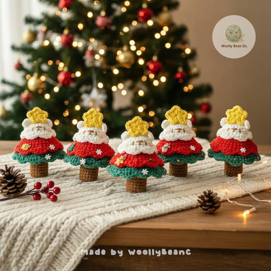 Crochet Christmas Tree Plushie, Handmade Amigurumi Holiday Decor with Star and Ornaments, Cute Charm Winter Gift, Cozy Xmas Decoration