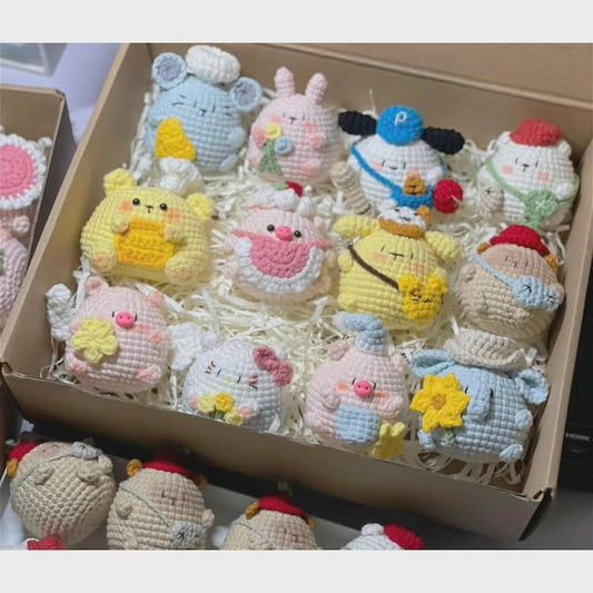 Crochet Adorable Chubby Animal Keychains: Chubby Plush Amigurumi Backpack Charm, Cute Animals Crochet, Amigurumi Animal Toy