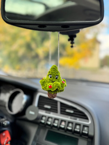 Christmas сar charm rear view mirror / Santa Claus Grinch Snowman Gingerbread man Deer crochet car hanger decor / Christmas gift