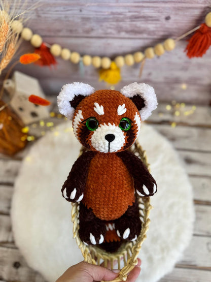 Crochet Red Panda Decor, Handmade Red Panda Keepsake, Amigurumi Panda with Camera, Photographer Gift, Travel Lover Decor