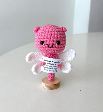 Crochet Dragonfly Positive With Desk Decorations, Supportive Dragonfly Plushie, Birthday Gift, Gifts For Children, Interesting Gifts