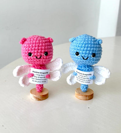 Crochet Dragonfly Positive With Desk Decorations, Supportive Dragonfly Plushie, Birthday Gift, Gifts For Children, Interesting Gifts