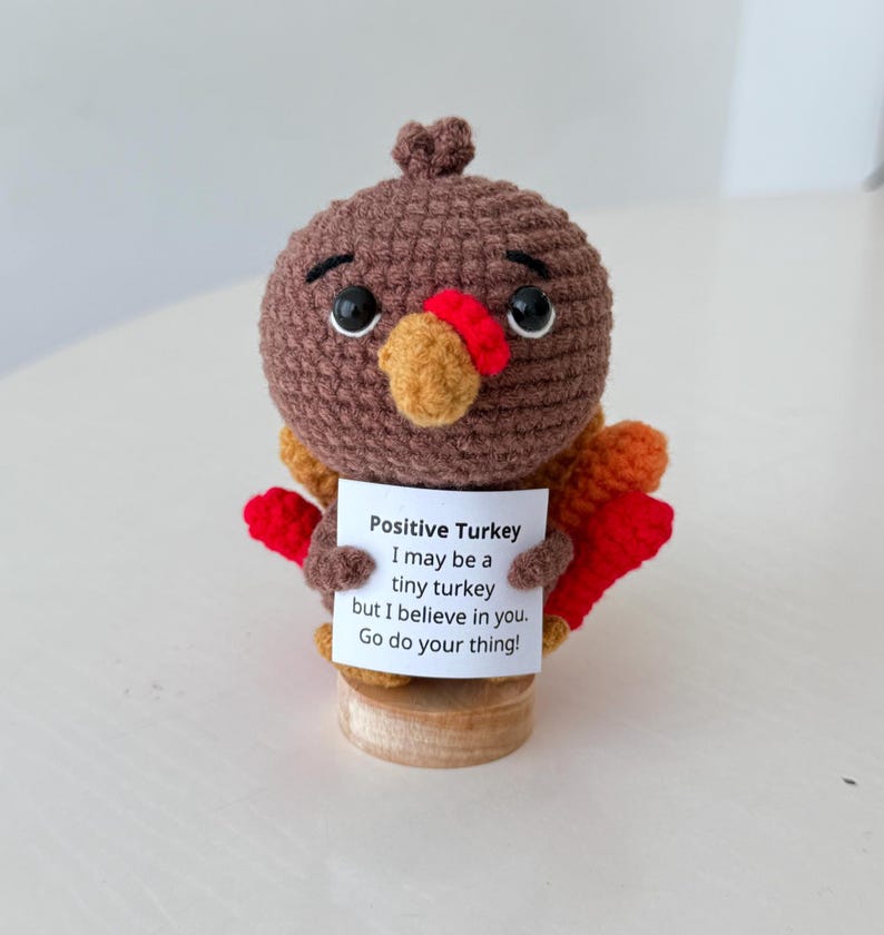 Crochet Emotional Inspirational Turkey, Positive Turkey, Fall Home Desk Basket Decor, Thanksgiving Gifts For Family Friend Coworkers