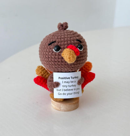 Crochet Emotional Inspirational Turkey, Positive Turkey, Fall Home Desk Basket Decor, Thanksgiving Gifts For Family Friend Coworkers