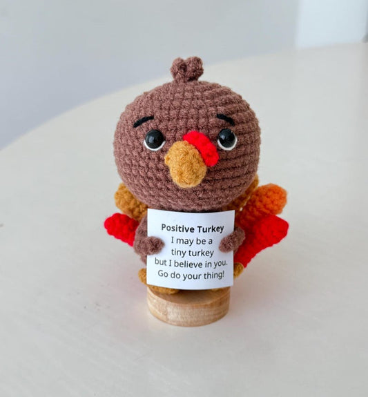 Crochet Emotional Inspirational Turkey, Positive Turkey, Fall Home Desk Basket Decor, Thanksgiving Gifts For Family Friend Coworkers
