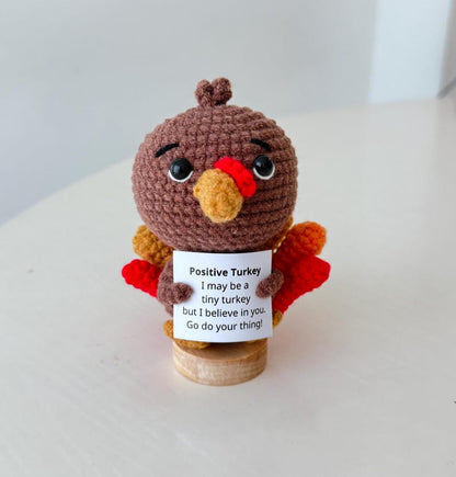 Crochet Emotional Inspirational Turkey, Positive Turkey, Fall Home Desk Basket Decor, Thanksgiving Gifts For Family Friend Coworkers