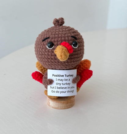 Crochet Emotional Inspirational Turkey, Positive Turkey, Fall Home Desk Basket Decor, Thanksgiving Gifts For Family Friend Coworkers