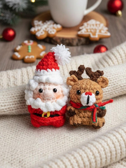Handmade Crochet Santa Claus and Reindeer Keychain, Xmas hanging crochet, Handmade Amigurumi Christmas Gift, Winter Gifts, Holiday Gift