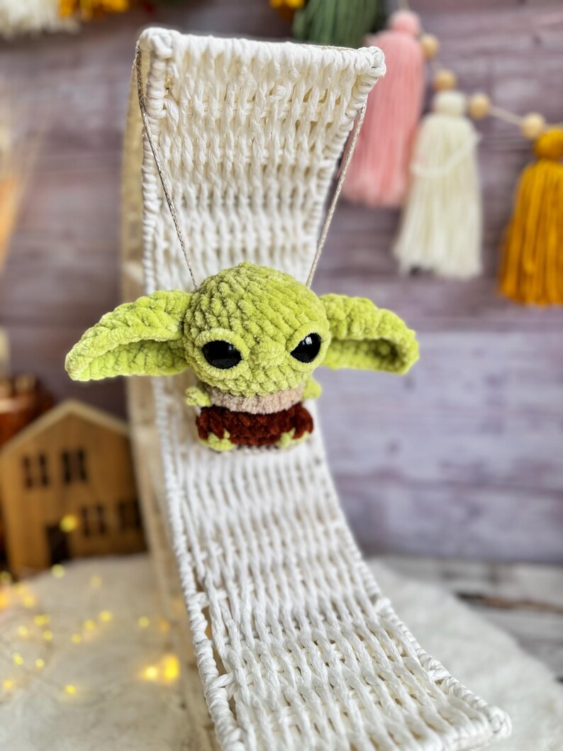 Alien green Car mirror hanger, Car charms rear view mirror, crochet car decor accessory, First car Space lover gift