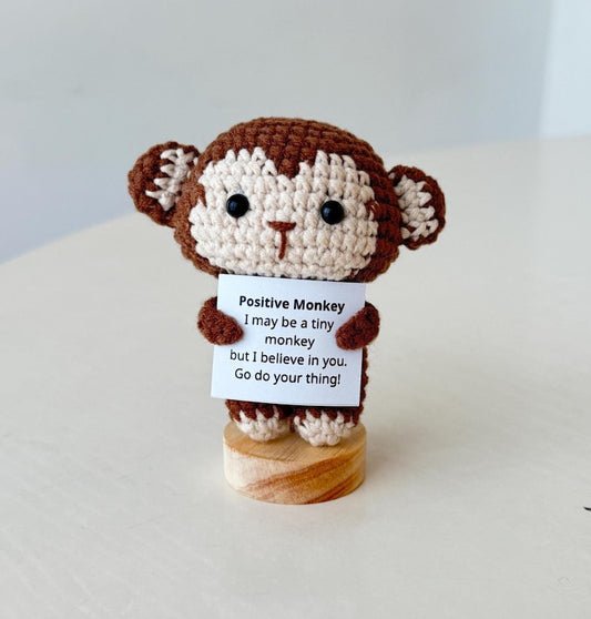 Crochet Monkey Positive With Desk Decorations, Supportive Monkey Plushie, Birthday Gift, Gifts For Children Family Friend Coworkers