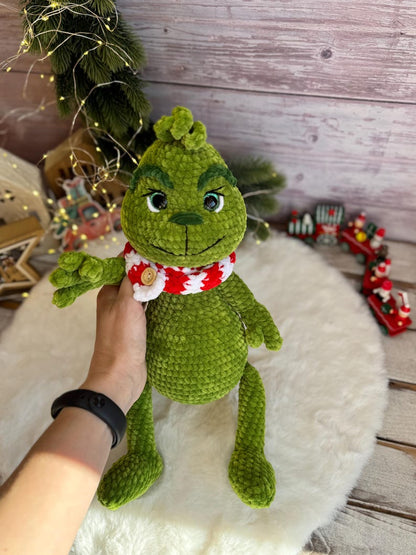 Grinch Green Christmas Character Decor, Crochet Amigurumi Holiday Figure Home decoration x-mas gift idea