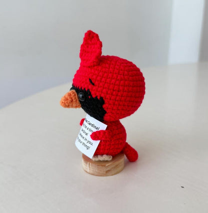 Crochet Cardinal Positive With Desk Decorations, Supportive Cardinal Plush, Birthday Gift, Gifts For Children Family Friend Coworkers
