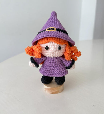 Crochet Witch Doll, Handmade Amigurumi Halloween, Cute Witch Plush Toy, Spooky Decor, Witch Lovers Gift