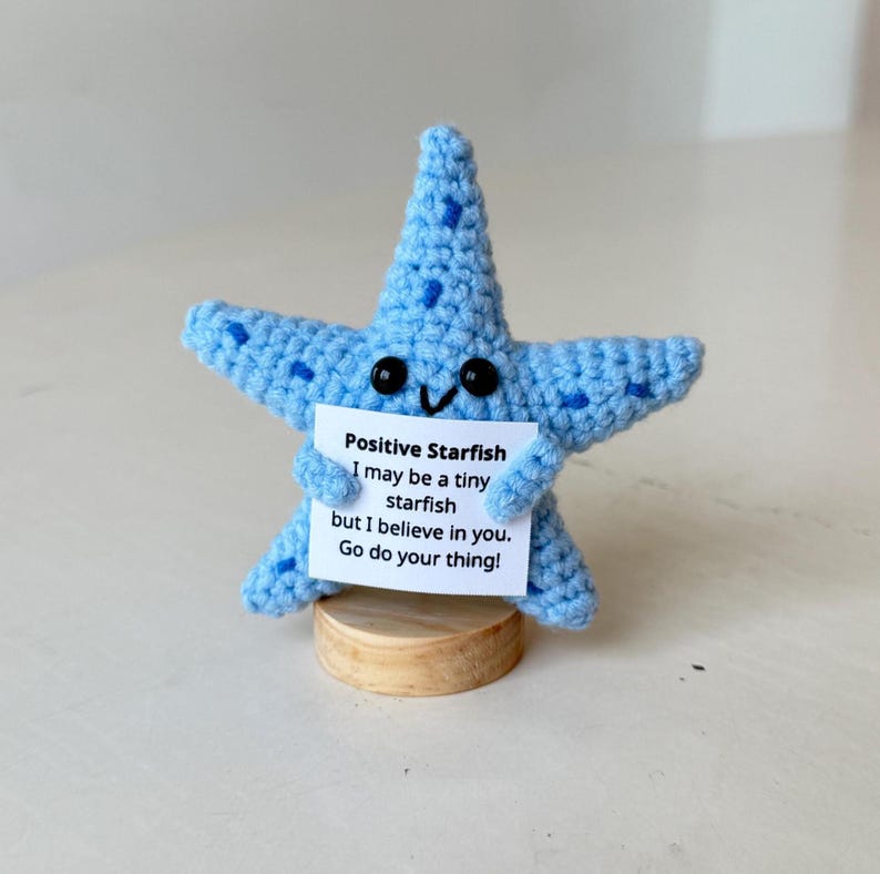 Crochet Starfish Positive With Desk Decorations, Supportive Starfish Plush, Birthday Gift, Gifts For Children Family Friend Coworkers