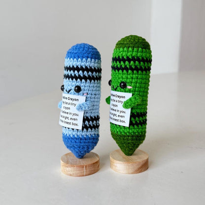 Crochet Crayon Positive, Crayon Plushie Motivational, Gift for Educator & Teacher, Back To School Gift For Student, Desk Decor For Classroom