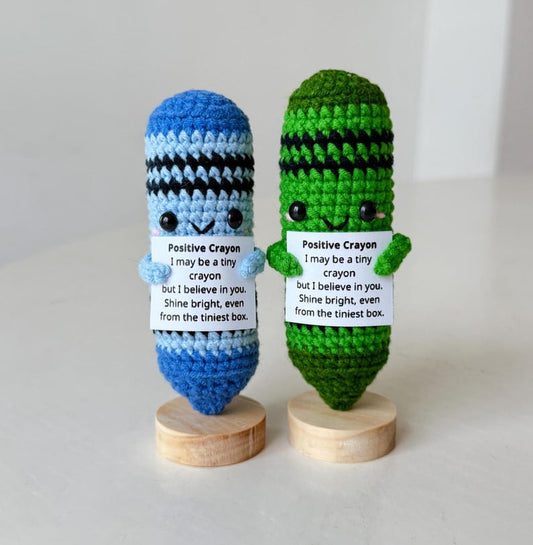 Crochet Crayon Positive, Crayon Plushie Motivational, Gift for Educator & Teacher, Back To School Gift For Student, Desk Decor For Classroom