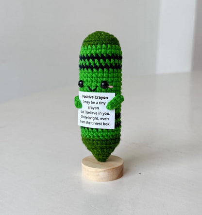 Crochet Crayon Positive, Crayon Plushie Motivational, Gift for Educator & Teacher, Back To School Gift For Student, Desk Decor For Classroom