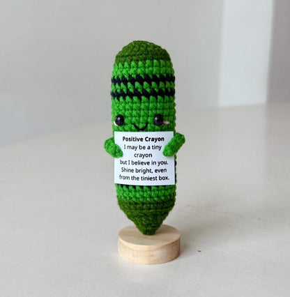 Crochet Crayon Positive, Crayon Plushie Motivational, Gift for Educator & Teacher, Back To School Gift For Student, Desk Decor For Classroom
