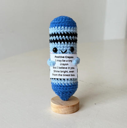 Crochet Crayon Positive, Crayon Plushie Motivational, Gift for Educator & Teacher, Back To School Gift For Student, Desk Decor For Classroom