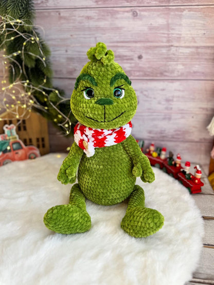 Grinch Green Christmas Character Decor, Crochet Amigurumi Holiday Figure Home decoration x-mas gift idea