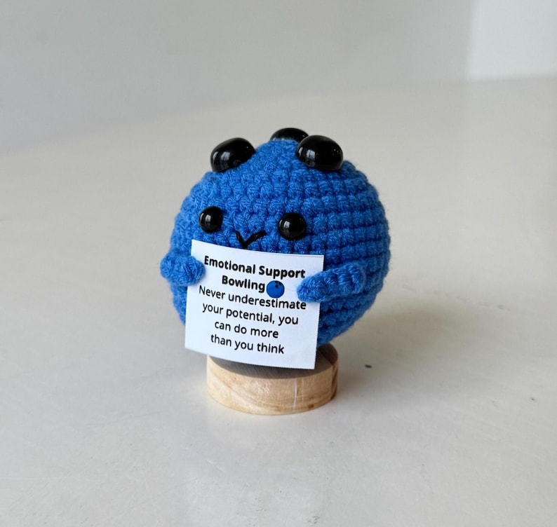 Funny Positive Bowling, Knitted Bowling Pin With Positive Card, Cute Bowling Ball Wool Inspirational, Cheer Up Gift For Bowling Team Players