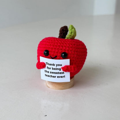 Crochet Pencil Positive, Crochet Apple Teacher, Gift for Educator & Teacher, Back To School Gift For Student, Desk Decor For Classroom