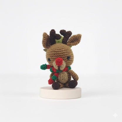 Handmade Christmas Reindeer Amigurumi – Crochet Christmas Decor – Cute Plush Toy – Xmas Gift for Kids & Home Decoration, Christmas Ornament