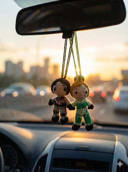 Split Fiction Mio & Zoe Amigurumi - Crochet Car Charm, Keychain or Christmas Ornament - Gamer Couple Gift, Playstation 5 Gift