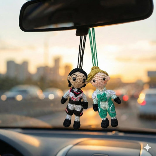 Split Fiction Mio & Zoe Amigurumi - Crochet Car Charm, Keychain or Christmas Ornament - Gamer Couple Gift, Playstation 5 Gift