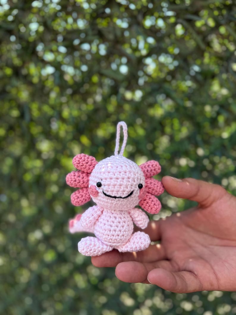 Pink Axolotl Keychain, Axolotl Amigurumi Plush, Cute Axolotl, Axolotl Toy, Axolotl Gift, Crochet Axolotl, , Axolotl Car Accessory