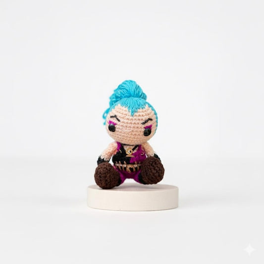 Arcane Jinx Crochet Plushie, League of Legends Doll, Personalized Keychain